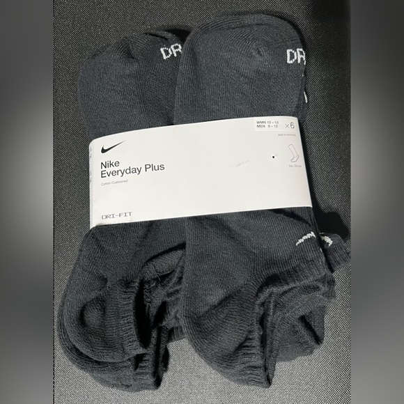 NIKE DRI-Fit Everyday Plus No Show Unisex Sock 6-Pack Size L Black SX6898-010 - Picture 1 of 1